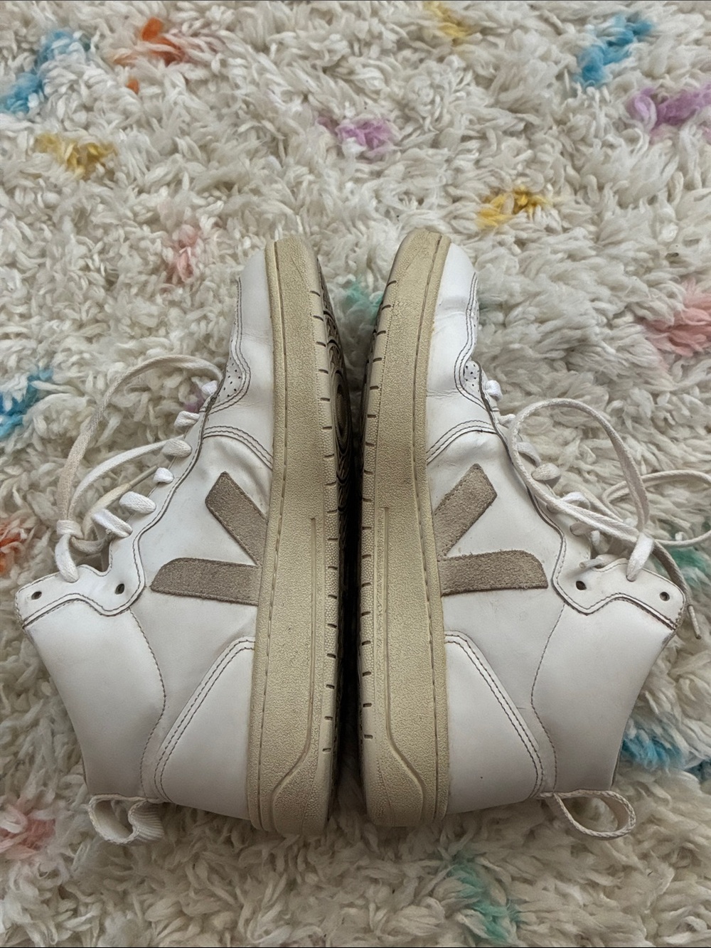 VEJA White Women’s 10 Casual Leather Sneakers with Suede Accents